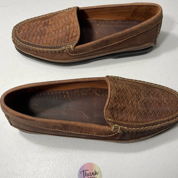 Johnston & Murphy Tan Woven Leather Loafers Size 9.5M SB-20